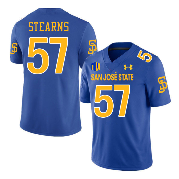 #57 Justin Stearns SJSU Jersey,San Jose State Spartans Football Jersey College Uniforms-Royal